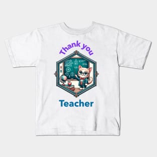 Thank You Teacher Cat Teacher Kids T-Shirt